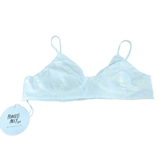 Princess Polly Adalia Bralette Top‎ Womens 12 White Triangle Crop Deep VNeck Bra - Picture 1 of 12
